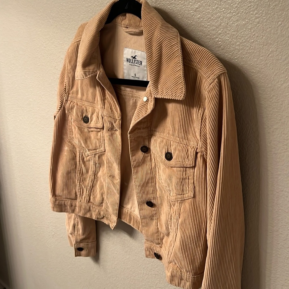 Hollister Corduroy Crop Khaki Button Up Jacket S
